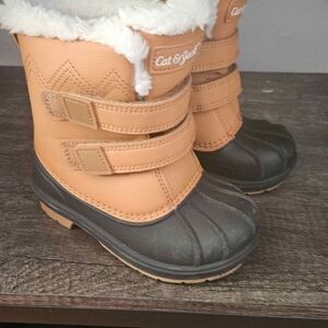Cat & Jack Tan and Black Kids Snow Boots